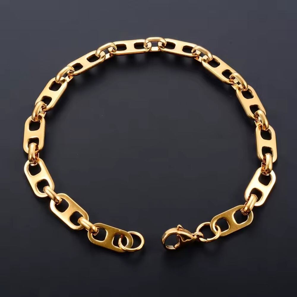 Gold Plated Mariner Anchor Chain Link Bracelet